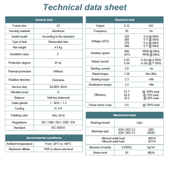 Silnik elektryczny 0,12kW 900 obr/min. 63 B3